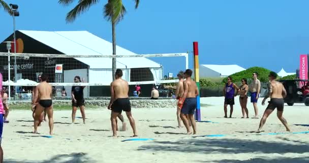 Miami Florida Usa Fevereiro 2019 Jovens Atletismo Jogando Vôlei Praia — Vídeo de Stock