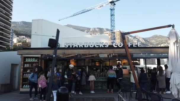 Monte Carlo Monaco 2019 Március Starbucks Kávét Tetőteraszon Monte Carlo — Stock videók