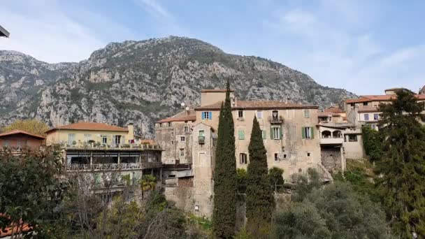 Perched Coastal Old Village Gorbio Menton French Riviera Alpes Maritimes — Vídeo de Stock