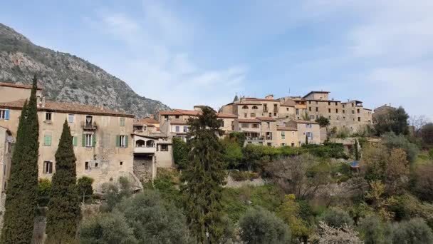 Perched Coastal Old Village Gorbio Menton French Riviera Alpes Maritimes — Vídeo de Stock