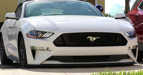Davenport Florida Usa Mars 2019 Vit Mustang Premium Man Öppnar — Stockvideo