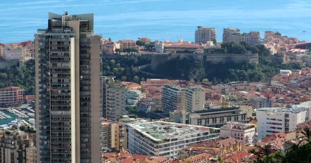 Vakker Panoramautsikt Monaco Monte Carlo Fra Beausoleil Fransk Riviera Frankrike – stockvideo