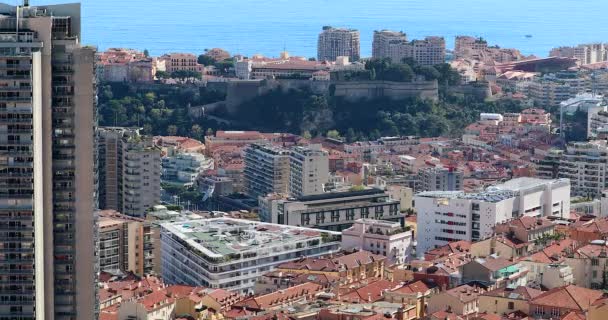 Vista Aérea Panorâmica Bonita Monaco Monte Carlo Beausoleil Riviera Francesa — Vídeo de Stock