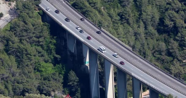 Menton França Abril 2019 Vista Aérea Tráfego Carros Que Move — Vídeo de Stock