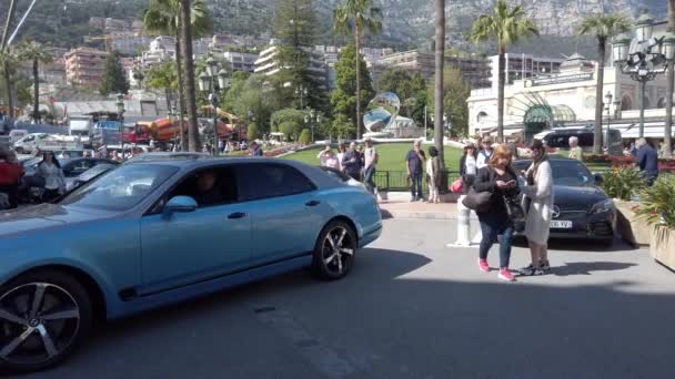 Monte Carlo Monaco Maj 2019 Betjänad Parkering Lyx Blå Och — Stockvideo