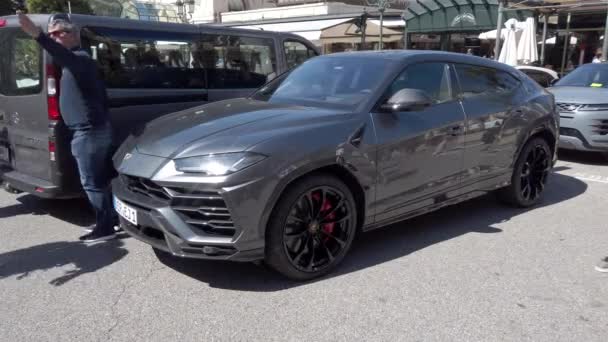 Monte Carlo Monaco Mei 2019 Luxe Grijs Lamborghini Urus Suv — Stockvideo