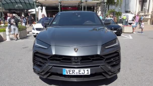 Monte Carlo Monako Květen 2019 Luxusní Šedý Lamborghini Urus Suv — Stock video