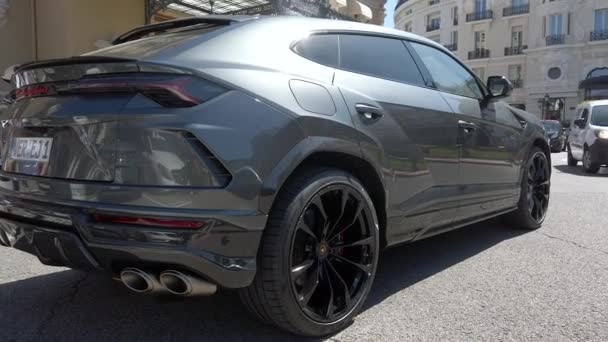 Monte Carlo Monako Květen 2019 Luxusní Šedý Lamborghini Urus Suv — Stock video