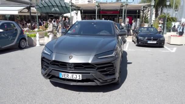 Monte Carlo Monaco Mai 2019 Luxuriöser Grauer Lamborghini Urus Geländewagen — Stockvideo