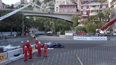 Monte-Carlo, Monako - 11 Mayıs 2019 : İki Spor Otomobil Arasında Muhteşem Çarpışma, Formula E Elektrik Kazası Monako E-Prix 2019, Abb Fia Formula E Şampiyonası - 3. Monaco E-Prix 11 Mayıs 2019 - 4k Çözünürlük