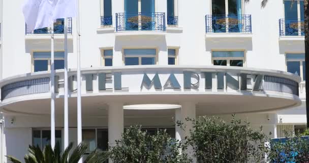 Cannes France Mai 2019 Entrée Hôtel Luxe Martinez Croisette Célèbre — Video