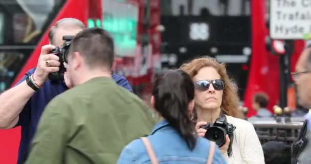 London Mai 2019 Fotografenpaar Mit Professionellen Dslr Kameras Piccadilly Circus — Stockvideo