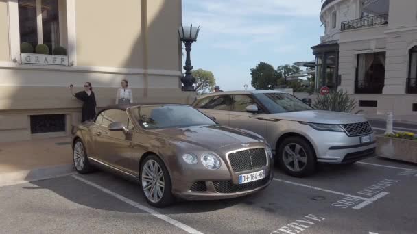 Monte Carlo Monaco Június 2019 Luxus Angol Autók Bentley Continental — Stock videók