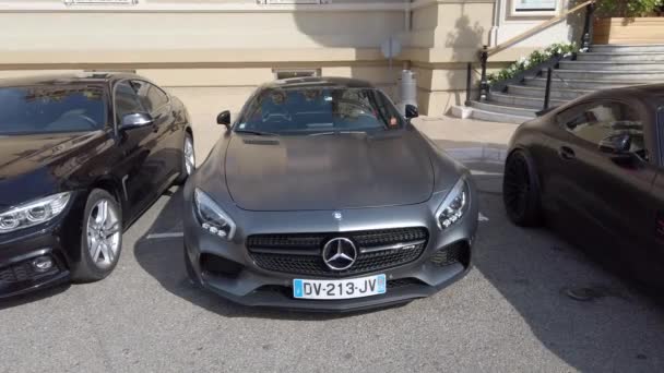 Montecarlo Mónaco Junio 2019 Mercedes Benz Sls Amg Lujo Estacionado — Vídeo de stock