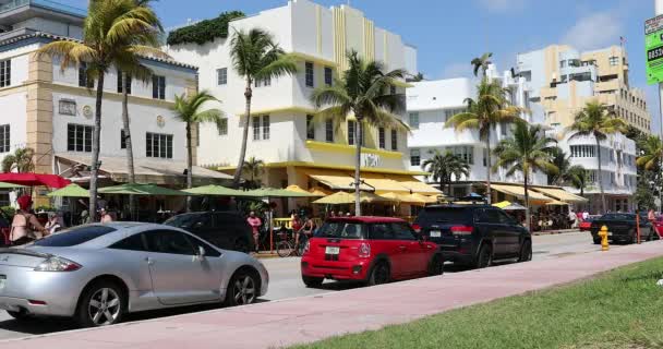Miami Florida Usa Februar 2019 Schöne Farbenfrohe Häuser Art Deco — Stockvideo