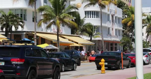 Miami Florida Usa Februari 2019 Ocean Drive City Life Turister — Stockvideo