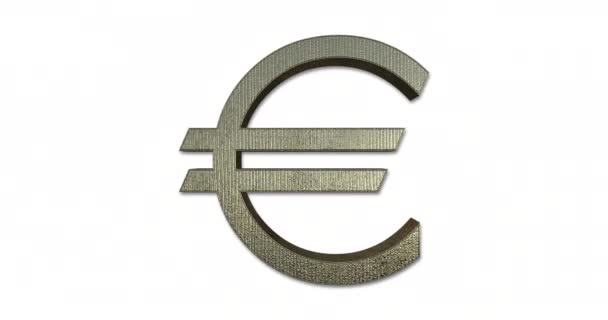 Rotierendes Euro Symbol Gold Loopanimation Goldenes Euro Zeichen Isoliert Auf — Stockvideo