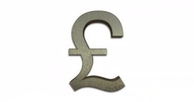 Dönen Pound Symbol Gold, 3d Looped Animation, Altın Pound Sterling İşareti Beyaz Arka Planda İzole - Dci 4k 