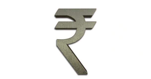 回転インドルピーシンボルゴールド 3Dループアニメーション 白い背景に隔離されたゴールデンインドルピーサイン インドルピーはインドの通貨です Dci — ストック動画