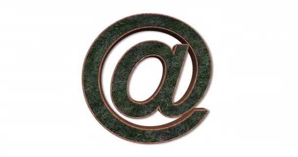 生态绿色阿罗基地标志旋转循环 绿草和木制3D阿罗基地符号隔离在白色背景 Dci 4K动画 — 图库视频影像