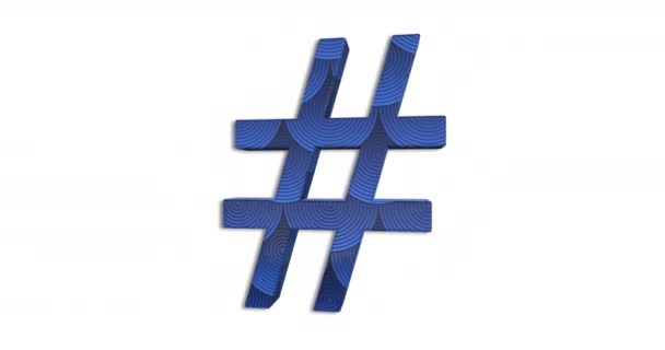 Art Hashtag Sign Rotation Loop Hashtag Symbol Blue Design Color — Stock Video