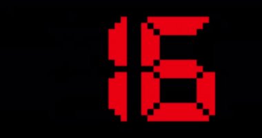 20 İkinci Dijital Geri Sayım, Led Timer Geri Sayım Kırmızı Siyah Arka Plan - Dci 4k Animasyon