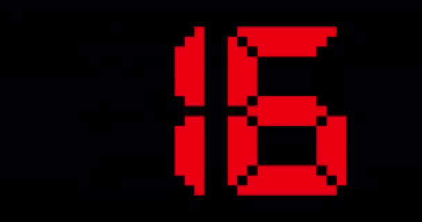 Sekunden Digitaler Countdown Led Timer Countdown Rot Auf Schwarzem Hintergrund — Stockvideo