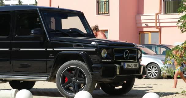 Sonnenstrand Bulgarien August 2019 Luxus Black Mercedes Benz Amg Geländewagen — Stockvideo