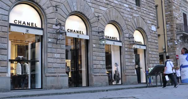 Florence Italië Augustus 2019 Luxe Chanel Winkel Piazza Della Signoria — Stockvideo