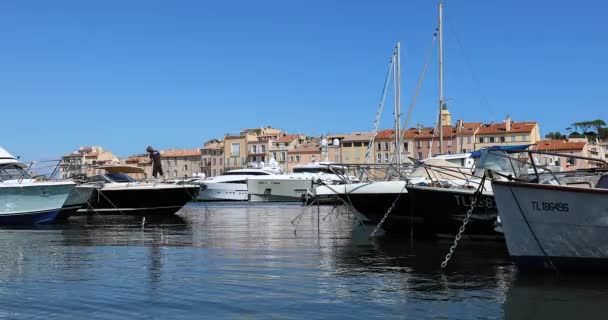 Saint Tropez Francia Septiembre 2019 Muchos Barcos Yates Puerto Saint — Vídeos de Stock