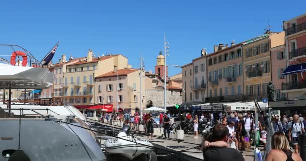 Saint Tropez Frankrike September 2019 Turister Får Sin Bild Tagen — Stockvideo