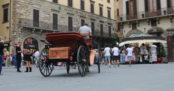 Florencja Włochy Sierpnia 2019 Tradycyjny Przewóz Konny Przez Piazza Della — Wideo stockowe