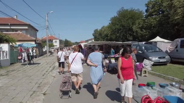 卡布列什科沃 保加利亚 2019年8月8日 Pov 第一人称在卡布什科沃的吉普赛市场散步 波莫里市 保加利亚 — 图库视频影像
