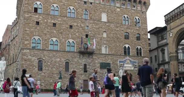 Florence Italy August 2019 Historic Building Facade Palazzo Vecchio Old — Stock videók