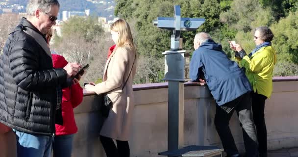 Nice Francie Února 2019 Turisté Obdivují Pohled Město Nice Take — Stock video