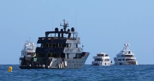 Roquebrune Cap Martin Frankrike September 2019 Time Lapse 007 Superyacht — Stockvideo