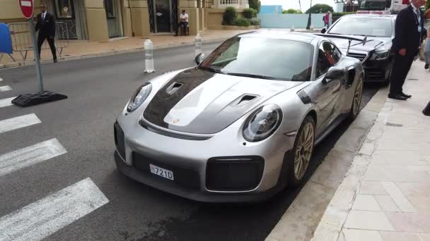 Monte Carlo Monaco September 2019 Grey Porsche 911 Gt2 Supercar — Stock Video