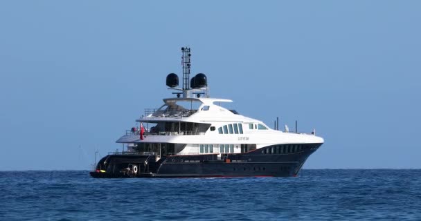 Roquebrune Cap Martin Francia Septiembre 2019 Luxury Modern Superyacht Let — Vídeos de Stock