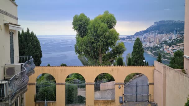 Sea Portal Beautiful View Monaco Monte Carlo Mediterranean Sea Roquebrune — Stock Video