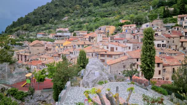 Aldeia Medieval Empoleirada Peille Nos Alpes Franceses Costa Marfim Riviera — Vídeo de Stock