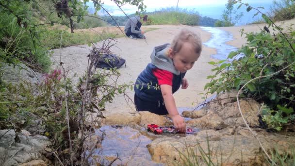 Roquebrune Cap Martin France 2020 Cute Little Boy Playing His — 비디오