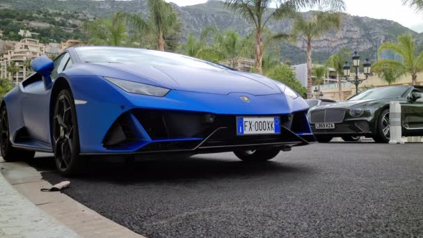 Monte Carlo Monako Června 2020 Blue Lamborghini Huracan V10 640 — Stock video