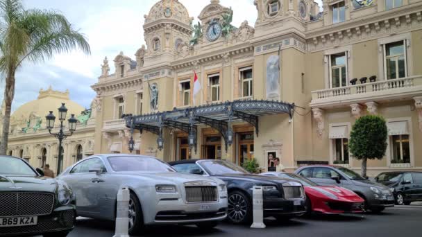 Monte Carlo Monaco June 2020 Luxurious Rolls Royce Bentley Ferrari — Stock Video