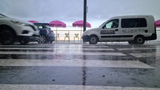 Roquebrune Cap Martin Francie Července 2020 Cars Suv Driving Flooded — Stock video