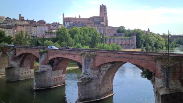 Albi Francia Luglio 2020 Pont Vieux Ponte Vecchio Sainte Cecile — Video Stock