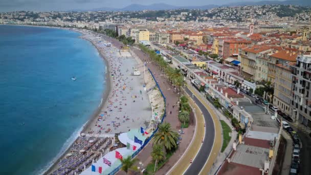 ニース フランス 2020年8月18日 8Kタイムラプスニース市 地中海の美しい空中ビューとプロムナード アングライスフランス リビエラ フランス ヨーロッパ Uhd — ストック動画