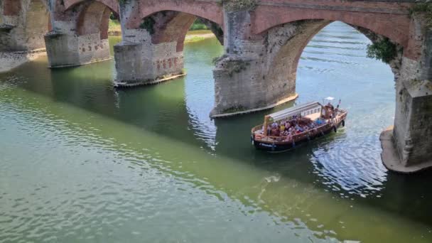 Albi France Août 2020 Tourist Trip Boat Pont Vieux Vieux — Video
