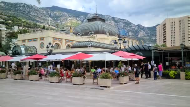 Monte Carlo Monaco September 2020 Människor Som Har Drink Cafe — Stockvideo