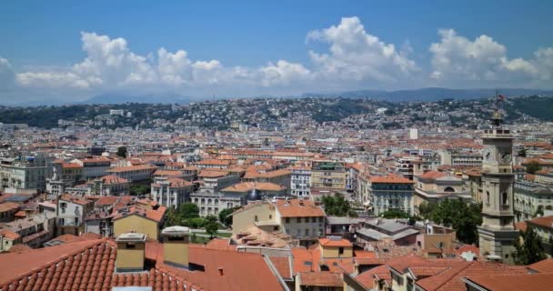 Yazın Güzel Şehir Güzel Panoramik Manzarası Kırmızı Döşemeli Evler Yukarıdan — Stok video