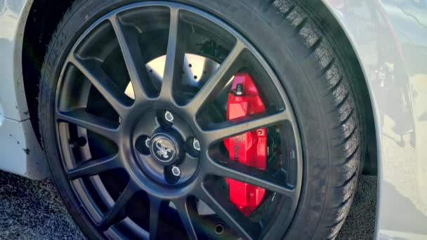 Menton France October 2020 Close Racing Aluminium Wheel Rim Fiat — Stock Video